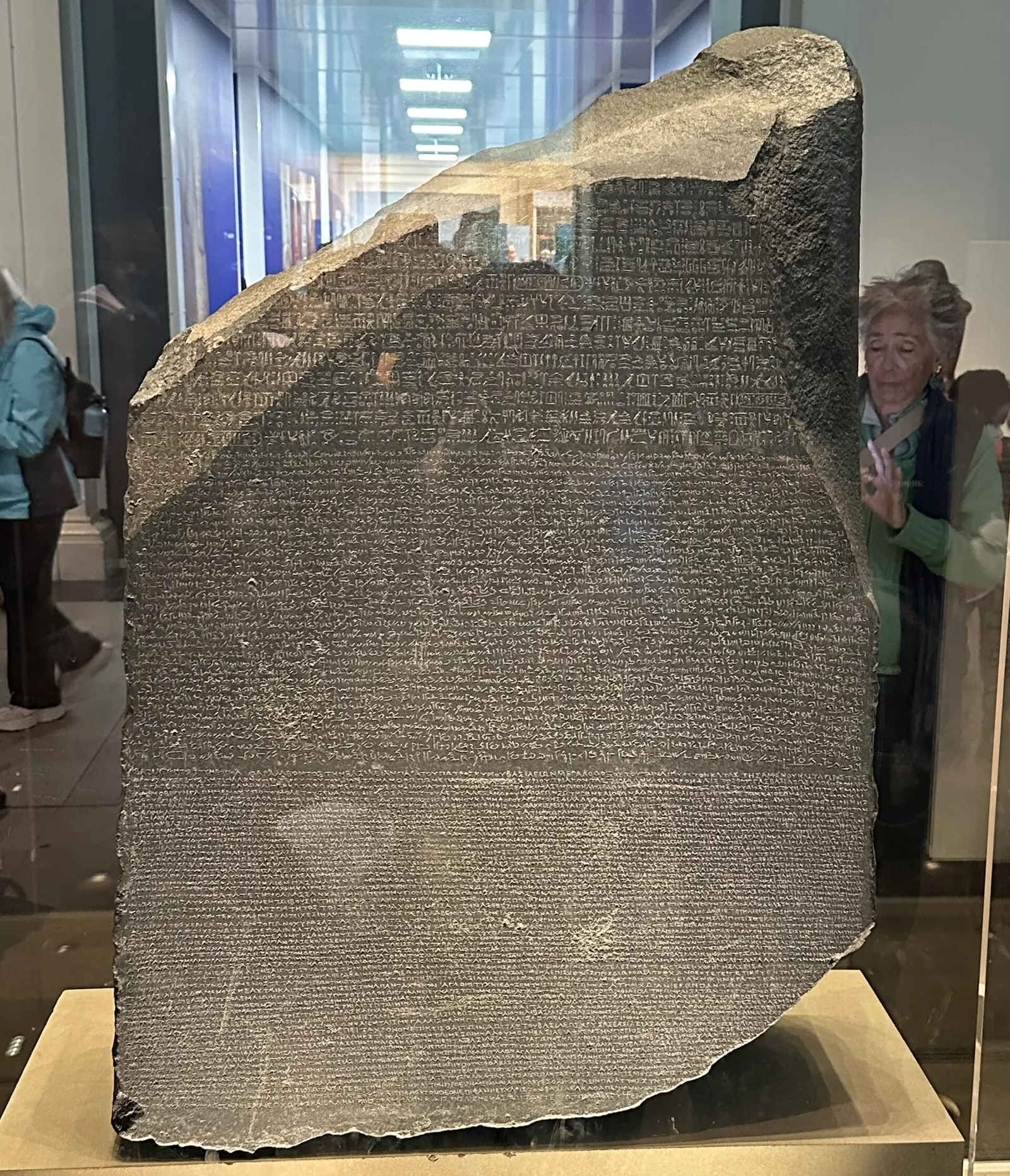 The Rosetta Stone displayed at the British Museum